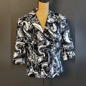 NYgard Collection Black/White Cotton Cropped Jacket Size 14